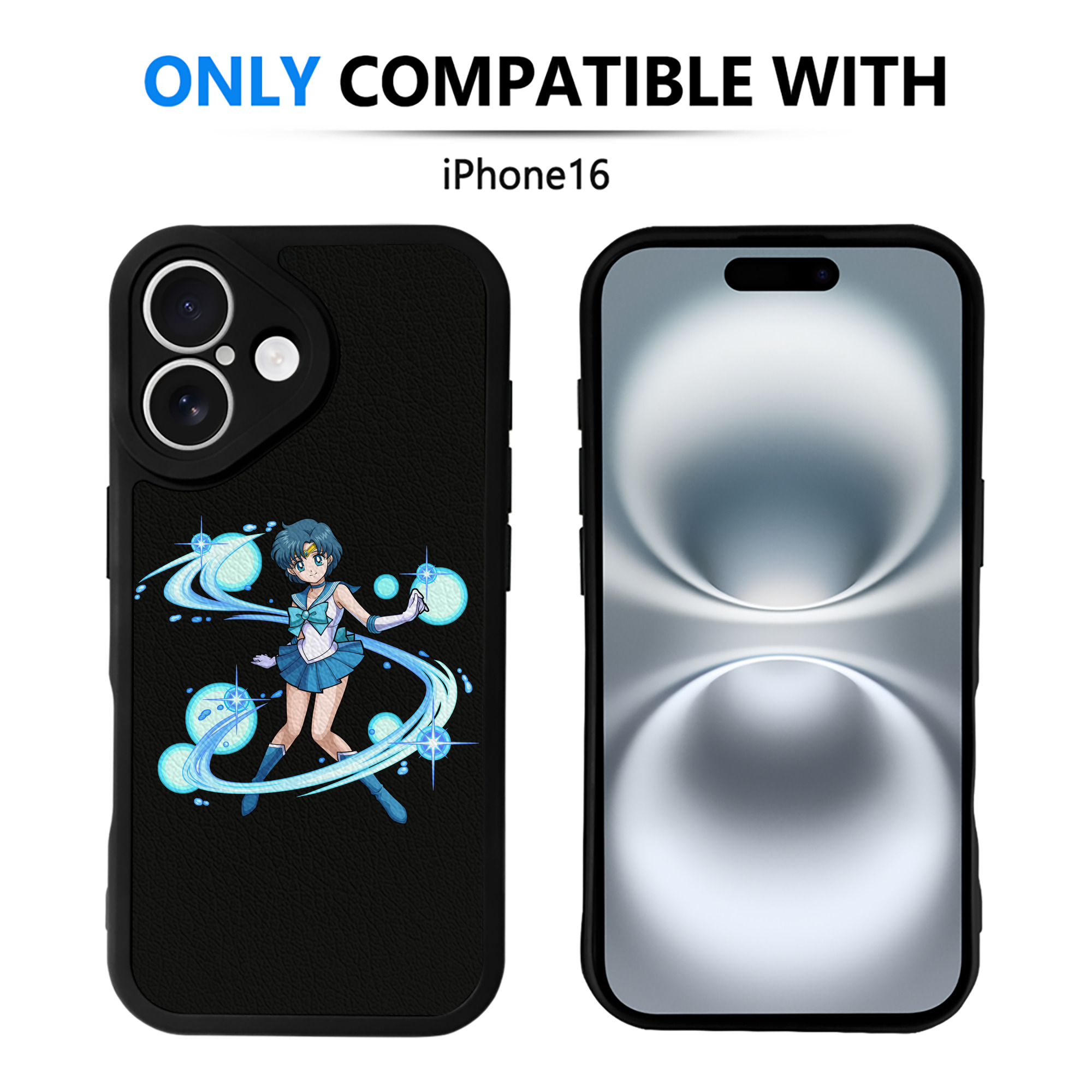 （画像用） 美少女戦士セーラームーン 水野 亜美 みずの あみ Sailor Moon Mizuno Ami 【iPhone 16シリーズ対応】シリコンスマホケース（レザー調） 材質：シリコン